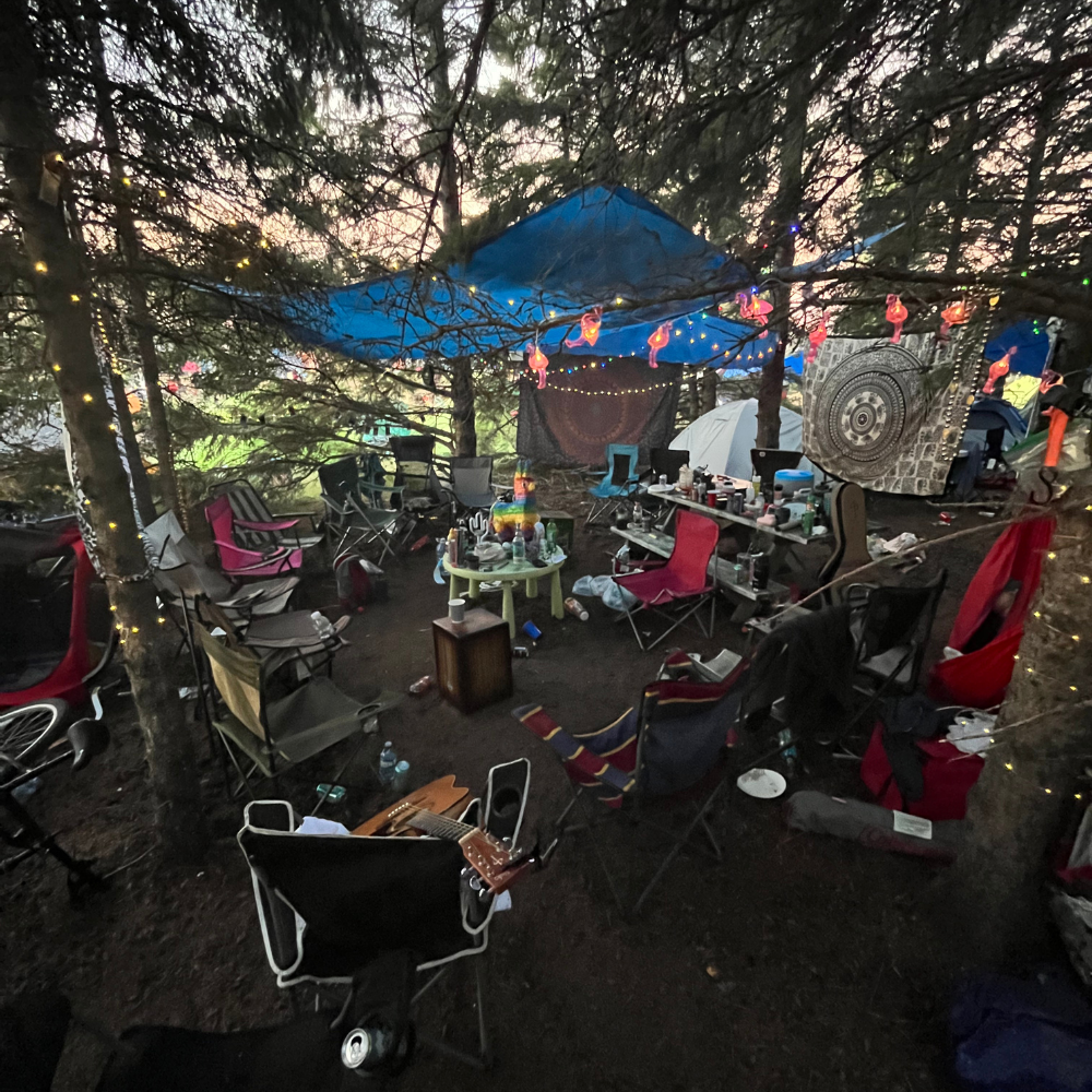 Winnipeg Folkfest Campsite in front of Popes Hill at Birds Hill Park