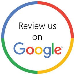 A colorful circle with the words `` review us on google '' written inside of it.