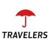 Travelers logo: red umbrella above black wordmark on white background