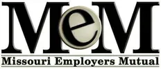 MOM Missouri Employers Mutual logo in black text with a beige circular accent behind the O