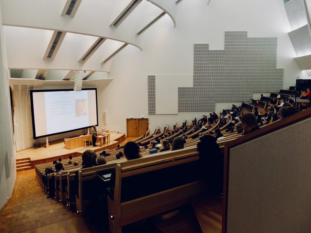 A university classroom with LED lighting