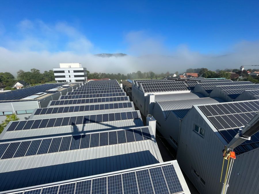 Bild einer Reihe an Solaranlagen