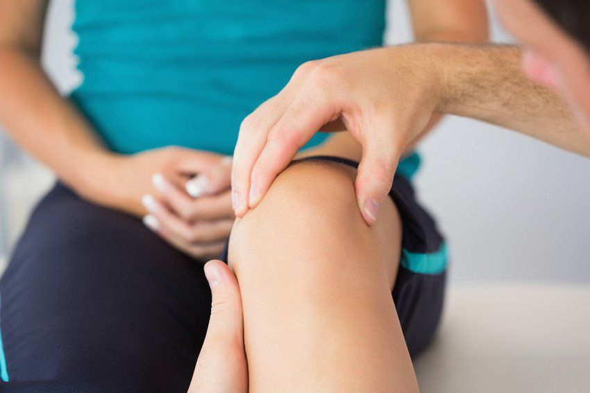 knee being examined in clinic