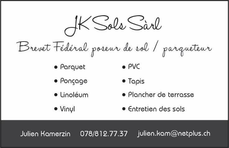 Eine schwarz-weiße Visitenkarte für jk sole sarl