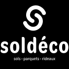 Das Soldeco-Logo ist weiß auf schwarzem Hintergrund.