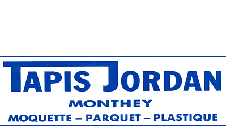 Ein blau-weißes Logo für ein Unternehmen namens Tapis Jordan