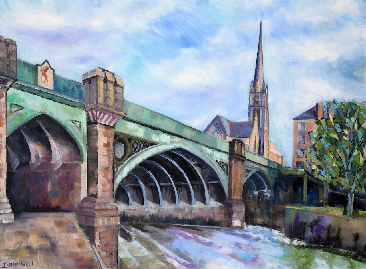 Great Western Bridge Glasgow, oil on canvas, by Scottish Artist Irene Gall