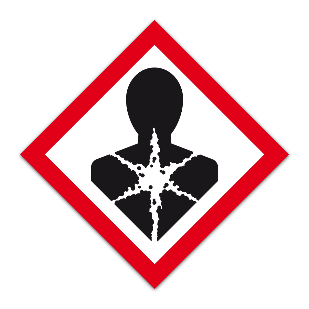 Piktogramm GHS-08 in stilisiertem Blau, Gesundheitsgefahr durch Schadstoffe und Langzeitwirkungen