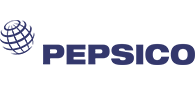 Logotipo de PepsiCo con un icono de globo terráqueo y texto azul oscuro sobre un fondo blanco.