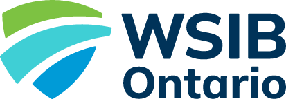 WSIB Ontario logo in blue, teal and green with stylized swoosh icon