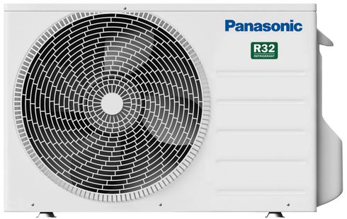 Eine weiße Panasonic-Klimaanlage mit Ventilator