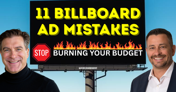 Thumbnail with billboard reading “11 Billboard Ad Mistakes,” featuring STOP sign and flames with the