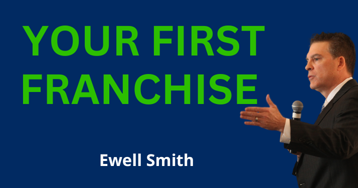 How To Invest in Your First Franchise in 2025 title: Ewell Smith pointing at the title