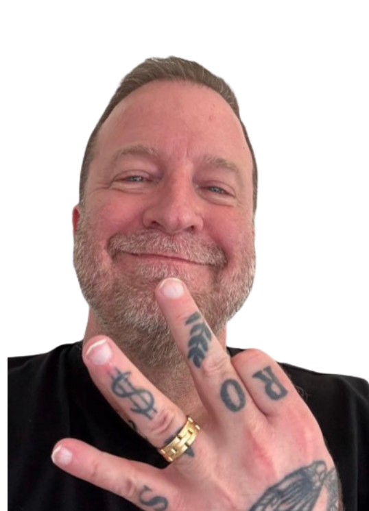 Frank Kern's ROAS tattoo on fingers