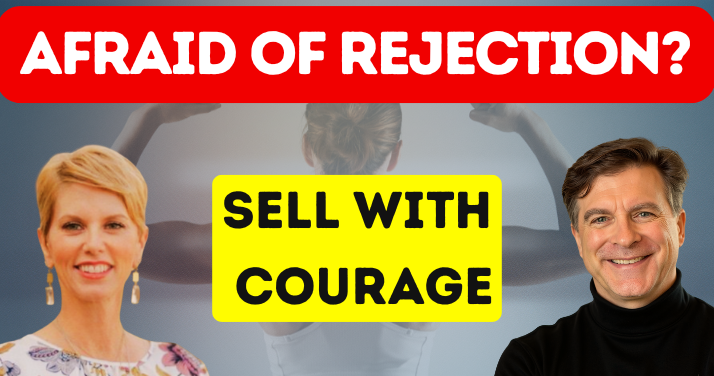 Two people smiling, text 