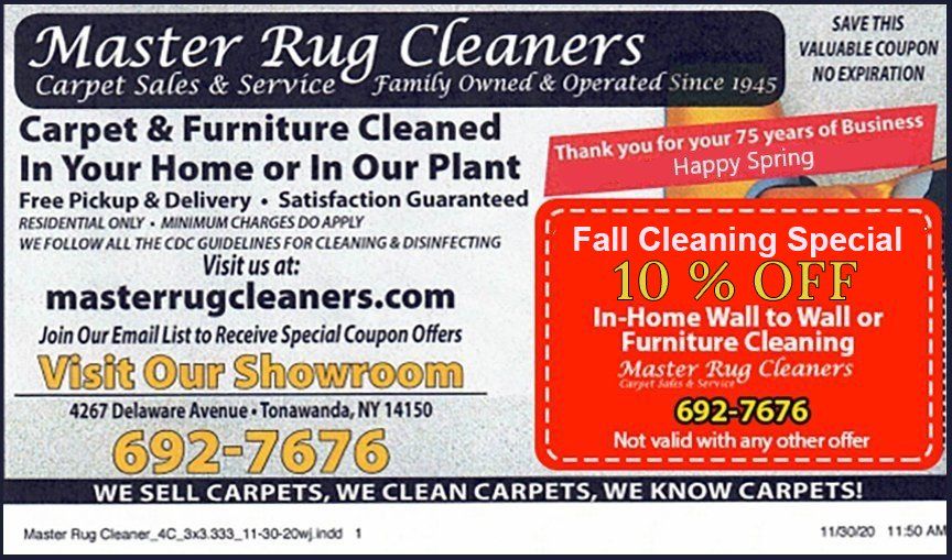 Carpet Cleaning Coupons Tonawanda NY Master Rug Cleaners