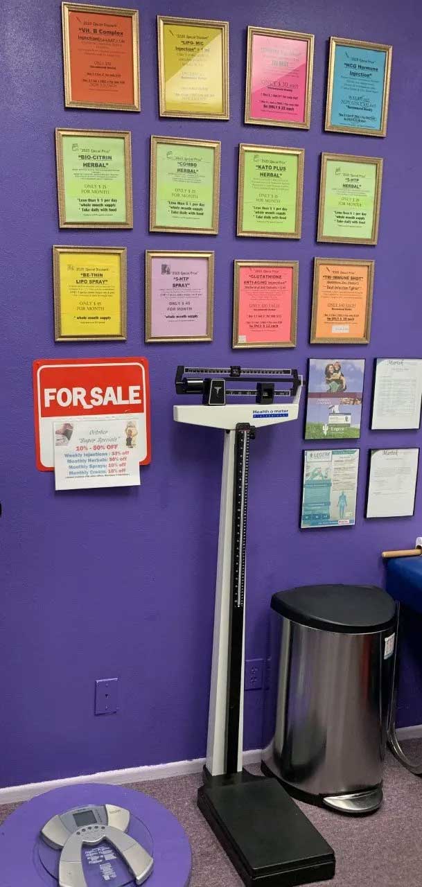 Weight scale in the office — Chino Hills, CA — M.D. Maximum Weight Loss Center