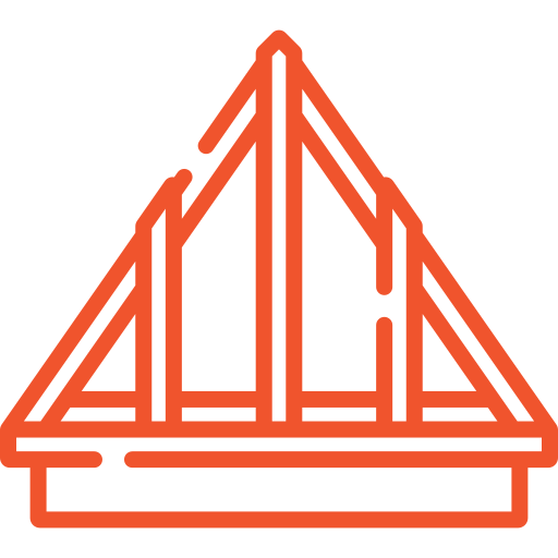 Orange outline of a roof frame.