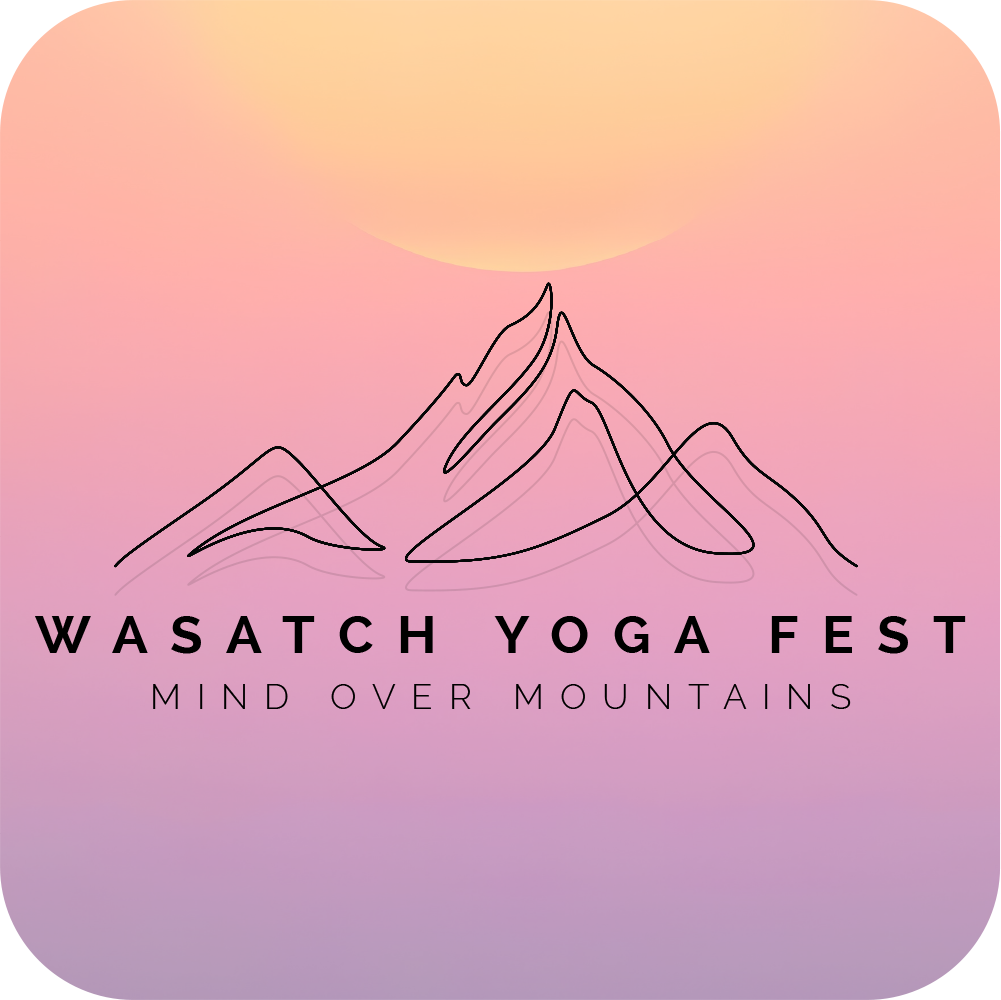 A logo for wasatch yoga fest mind over mountains