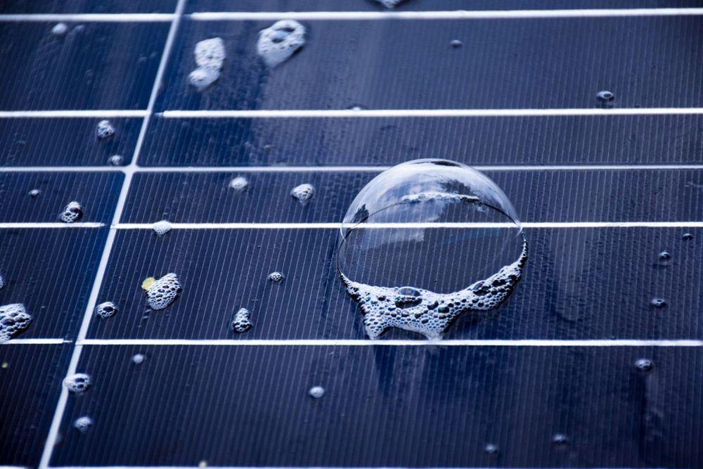 Solar panel with cleaning bubbles — Handyman in Sussex Inlet, NSW