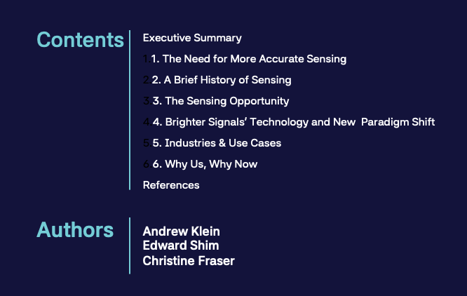 Brighter Signals Technology White paper contents page