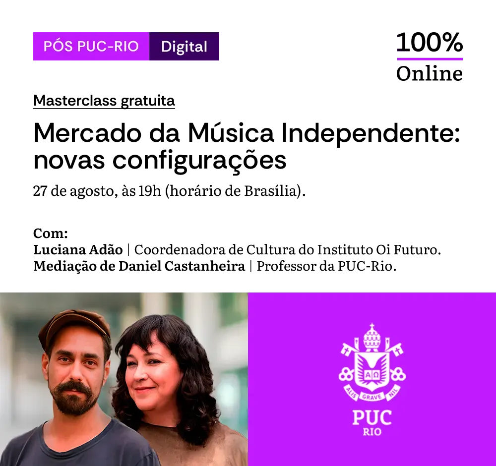Um banner com dois homens em um círculo rosa escrito Gestão Publica de Cultura
