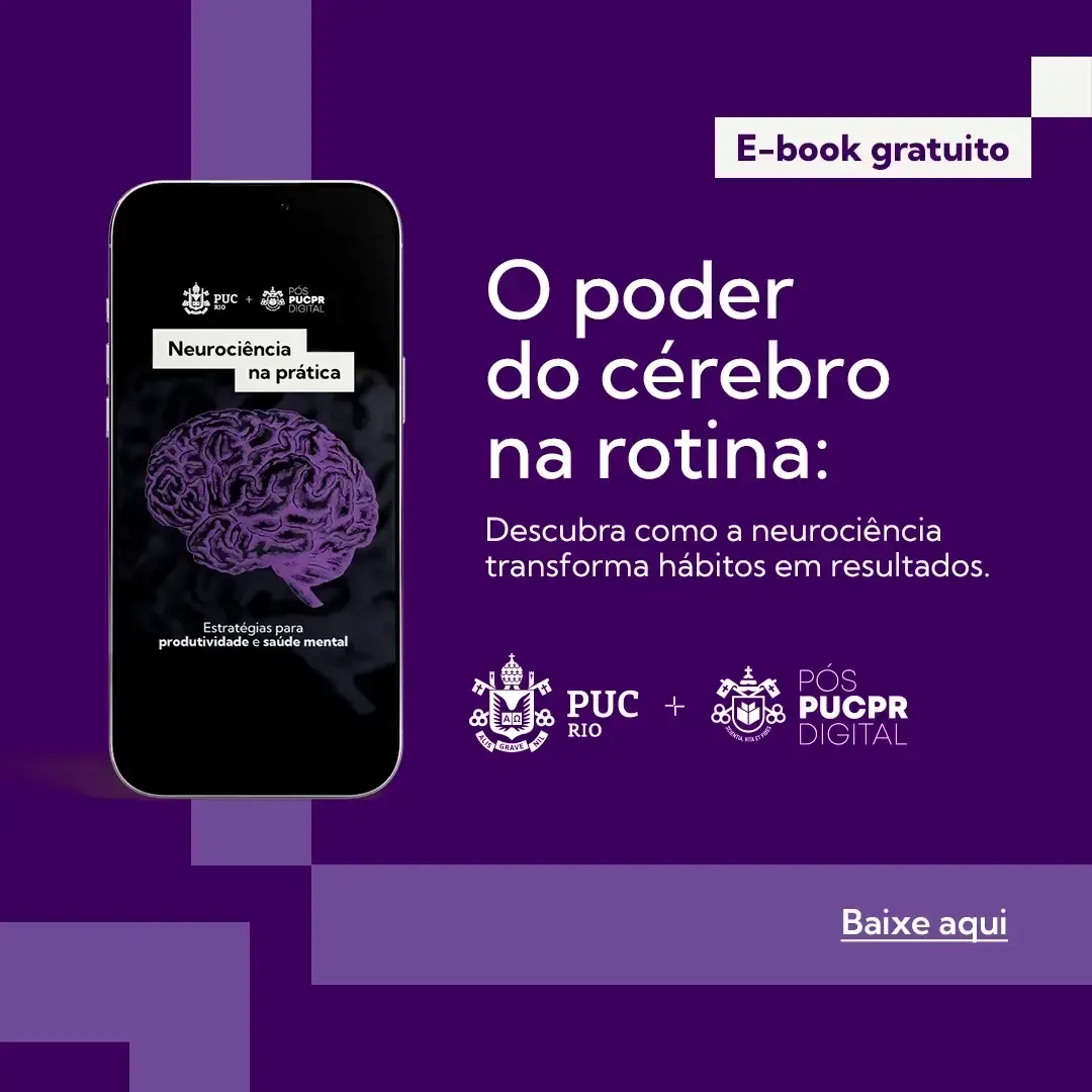 Purple ad for a free e-book on the brain. Smartphone displays the book cover, text says 