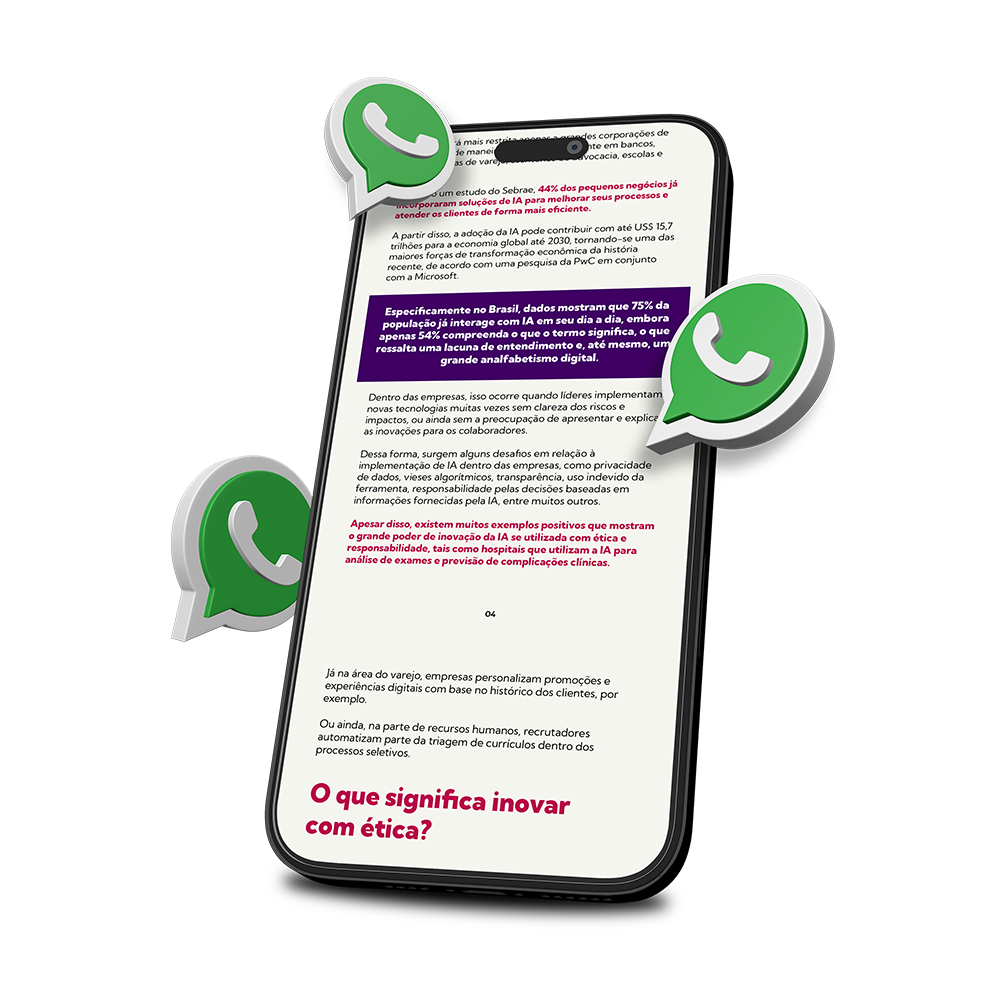 Um celular verde e roxo com as palavras vivendo esse mundo digital nele.