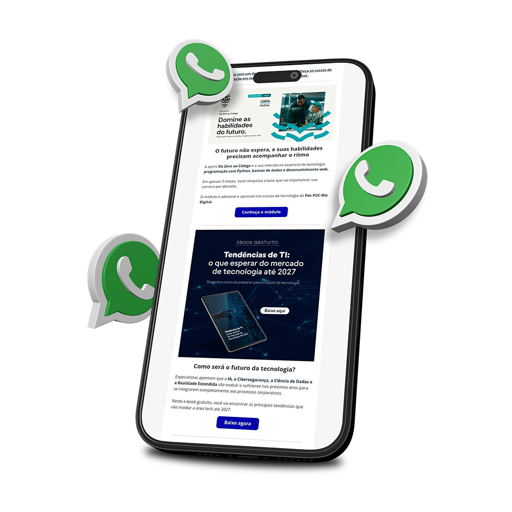 Um telefone celular está deitado de lado sobre exibindo um e-mail na tela