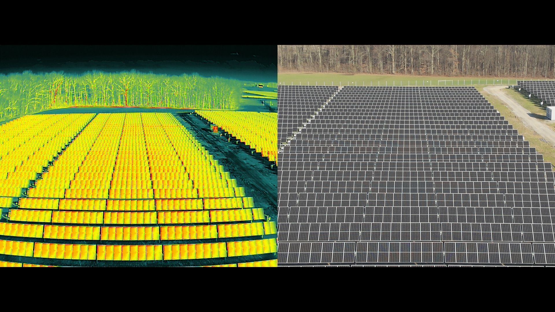 aerial solar inspection locating thermal anomalies in solar panel 