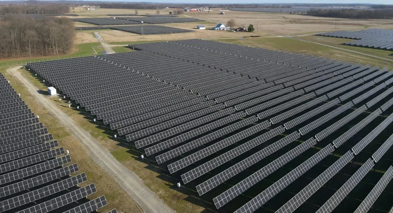 aerial view of a Solar farm in Cincinatti itohio
