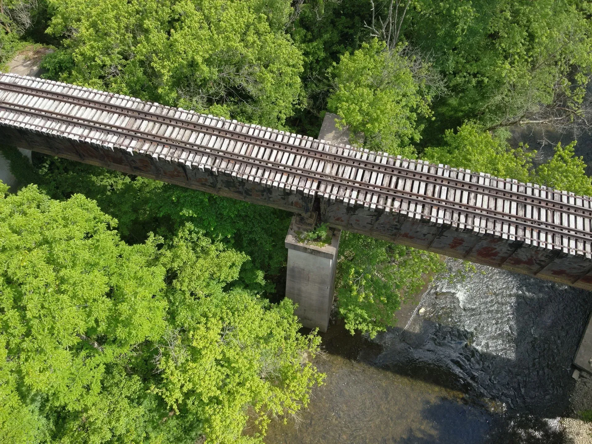 Drone inspecting infrastructure after a flood