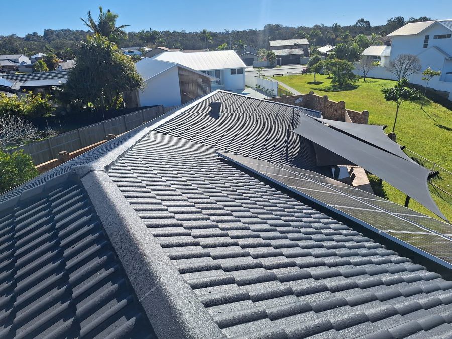 An Aerial View of a Roof of a House in a Residential Area  — Roofing Gold Coast in Tallebudgera, QLD