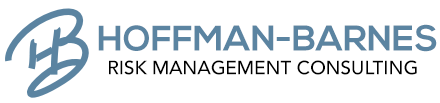 the hoffman-barnes risk management consulting logo is blue and white