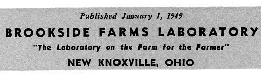 Published January 1, 1949. Brookside Farms Laboratory, 