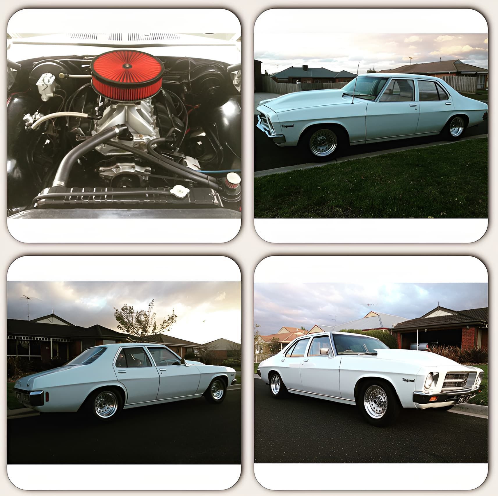 A Collage of Four Pictures of a White Car — South Coast Radiators In Parramatta, NSW