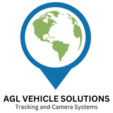 AGL Vehicle Solutions Logo this is a picture of the world with a blue outline and pin at the bottom to demonstrate GPS