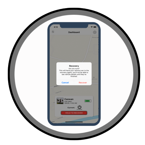 Phone displaying Magtrack theft monitoring app