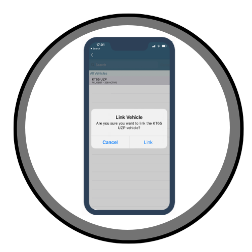 mobile phone displaying driive app for drvier ID