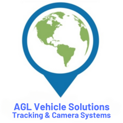 AGL Vehicle Solutions Logo this is a picture of the world with a blue outline and pin at the bottom to demonstrate GPS