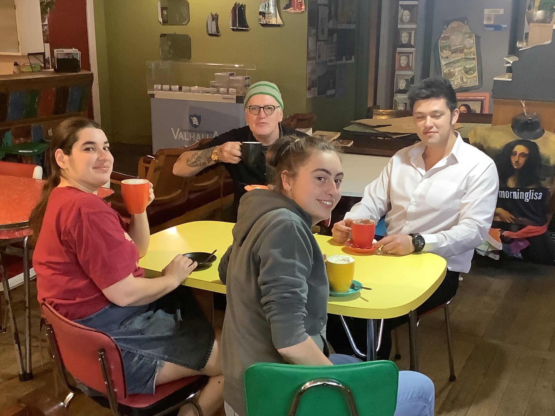 happy customers having meal