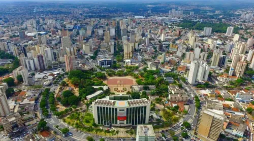 Uma vista aérea da cidade de Goiânia.

