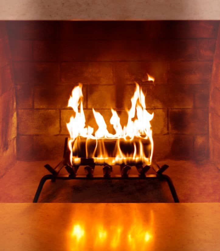 a duraflame firelog  burning in an indoor fireplace