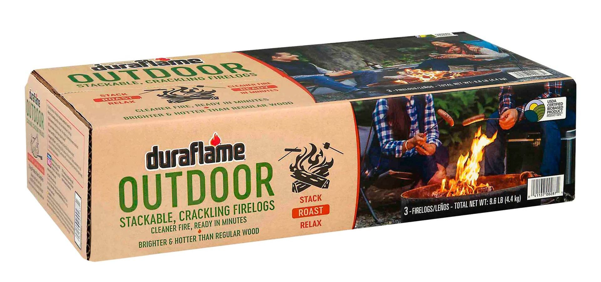 A 3 pack case of duraflame OUTDOOR firelogs