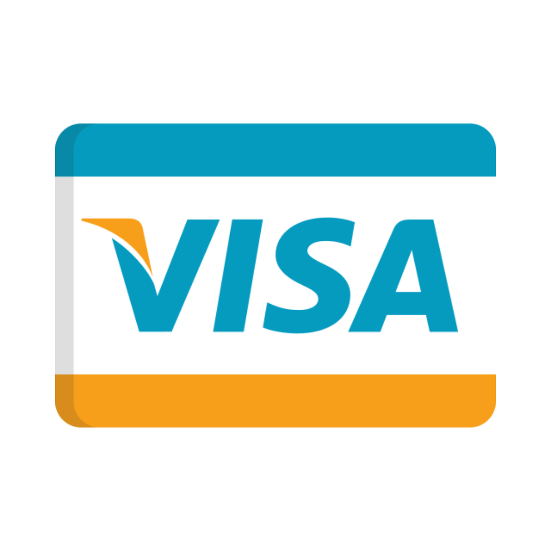 A blue and orange visa logo on a white background