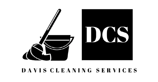 Logo for Davis Cleaning Services. A mop and bucket beside a black square with "DCS" in white.