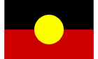 A red , black and yellow flag with a yellow circle in the middle.