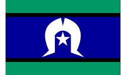 A flag with a horseshoe and a star on it.