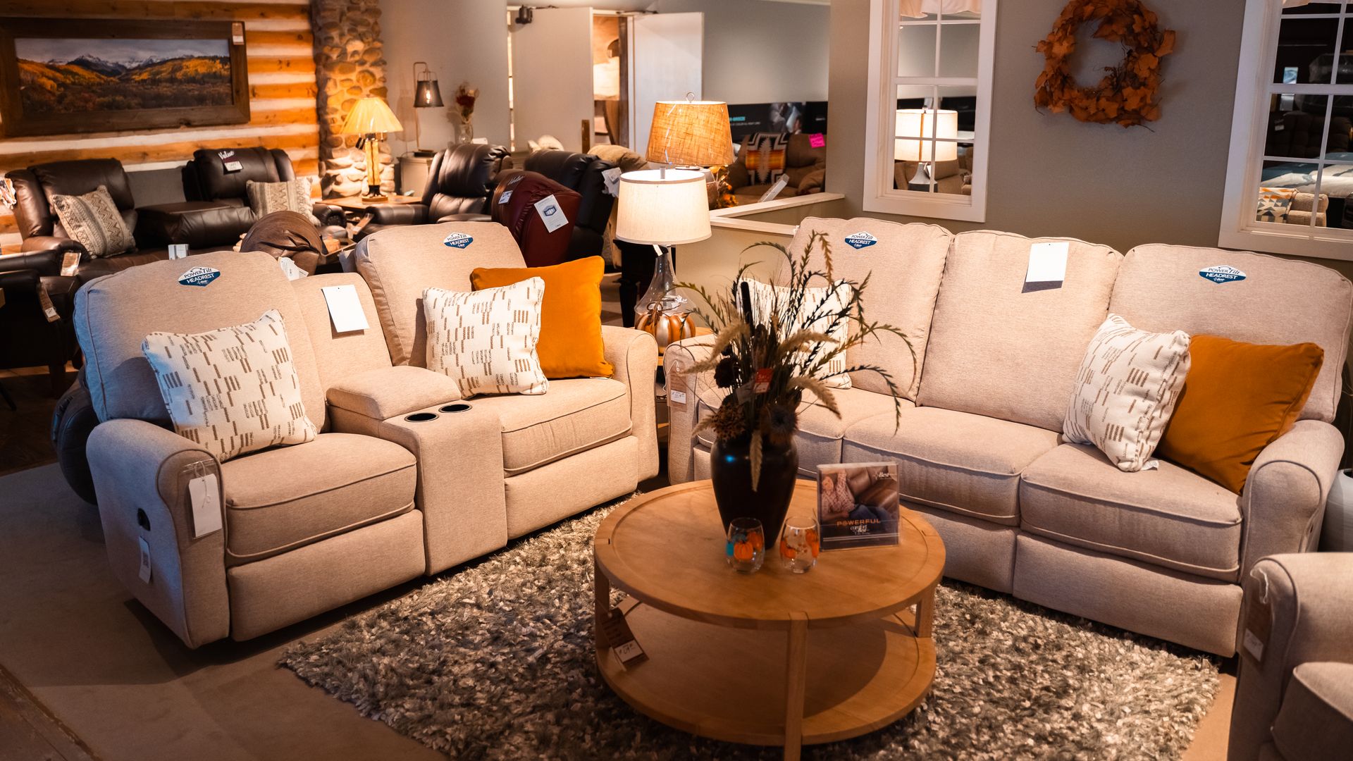 A living room filled with furniture and a coffee table.