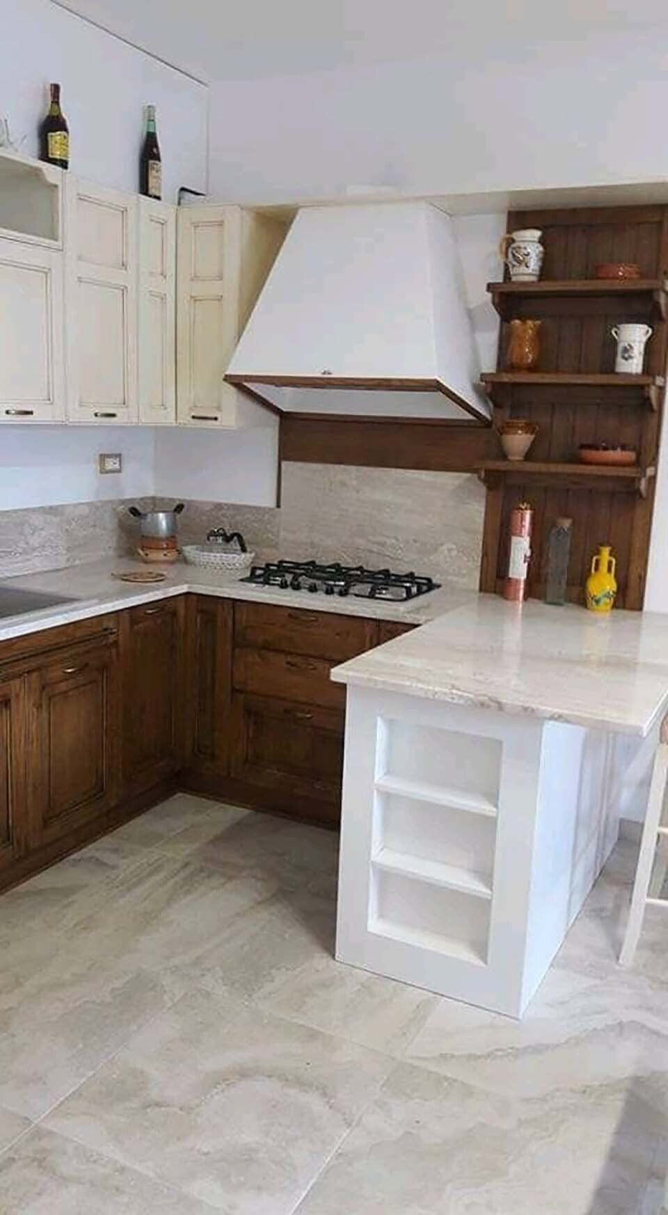 cucina con penisola dallo stile tradizionale